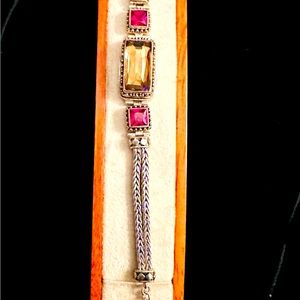 Lori Bonn three stone toggle bracelet sterling silver